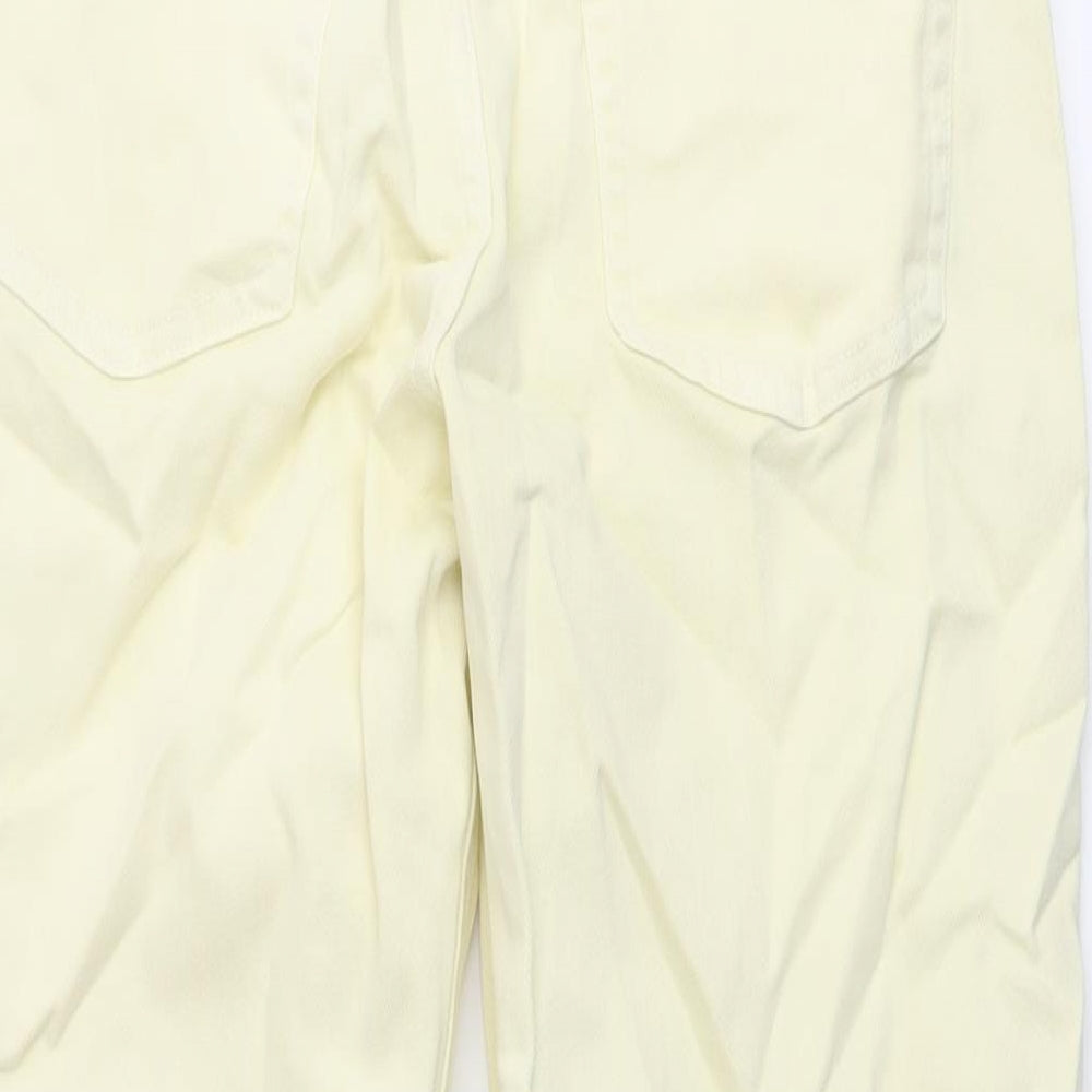 Marks and Spencer Womens Yellow Cotton Mom Jeans Size 10 L25 in Regular Button