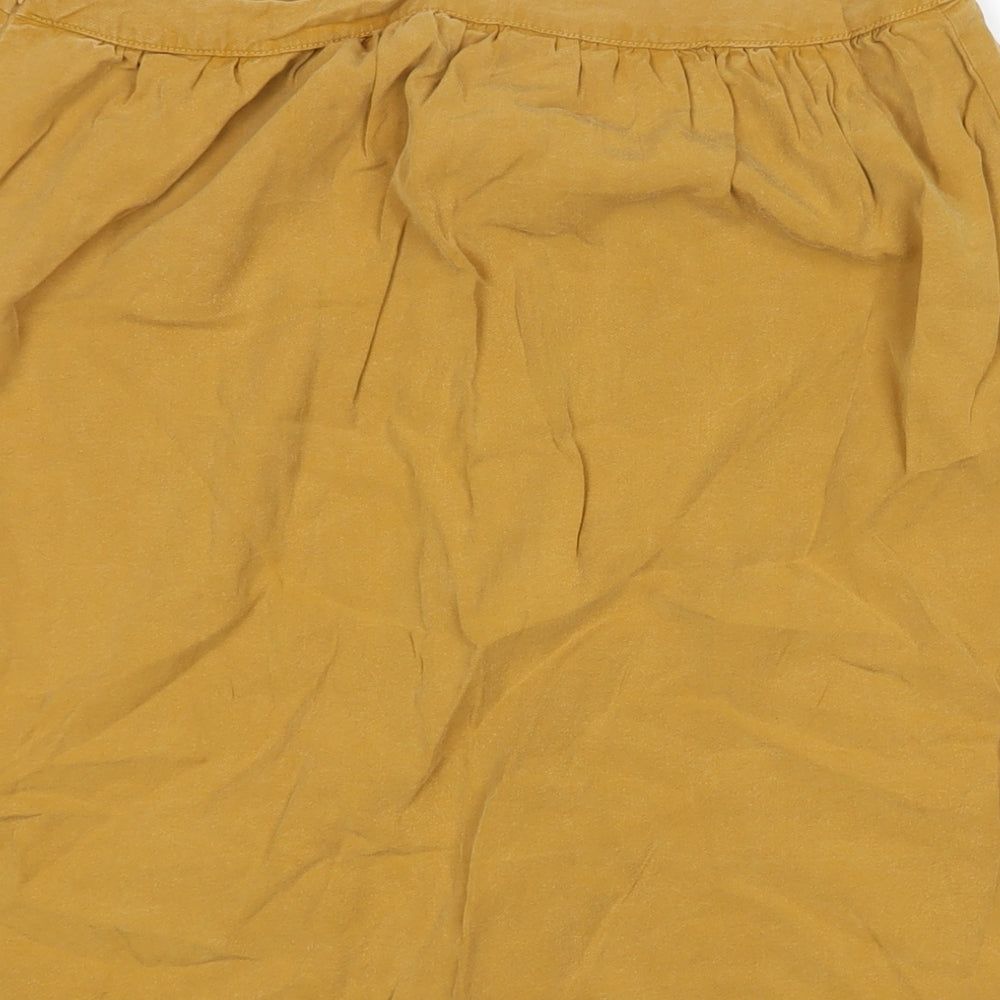 Grain de Malice Womens Yellow Viscose A-Line Skirt Size 14 - Button Detail
