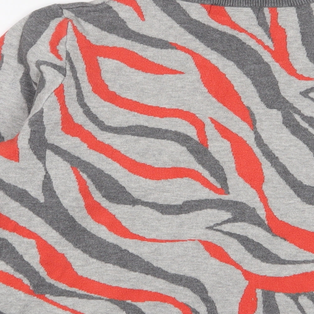 Marks and Spencer Womens Grey Round Neck Animal Print Viscose Pullover Jumper Size L