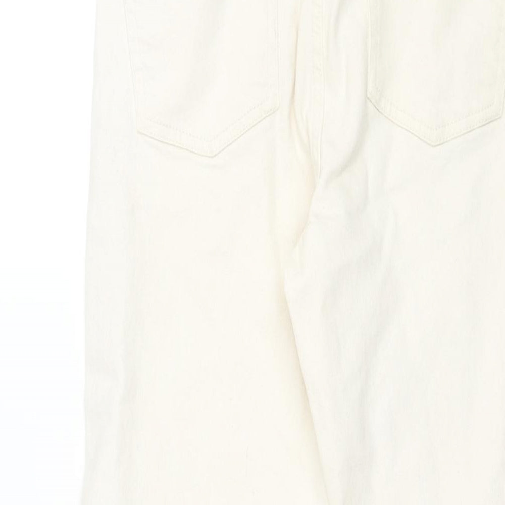 Denim & Co. Womens Ivory Cotton Straight Jeans Size 4 L25 in Regular Zip