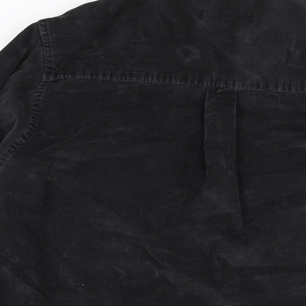 Glen Scotney Mens Black Cotton Button-Up Size M Collared Button