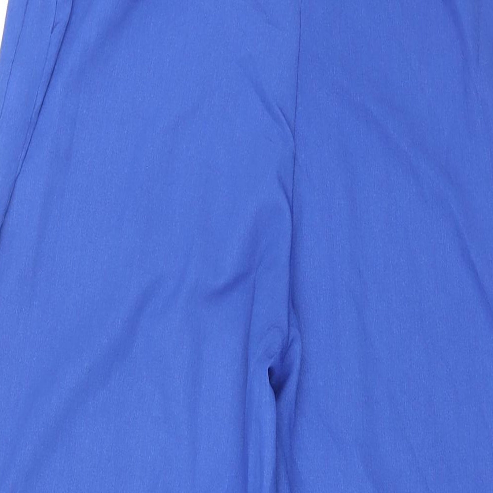 PRETTYLITTLETHING Womens Blue Polyester Trousers Size 12 L32 in Regular Zip