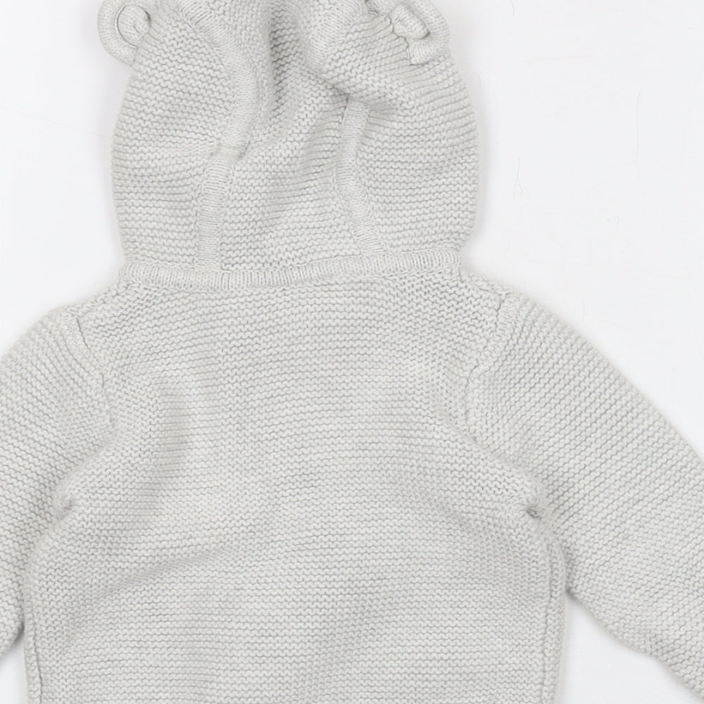 The White Company Baby Grey Coir Cardigan Jumper Size 3-6 Months Button