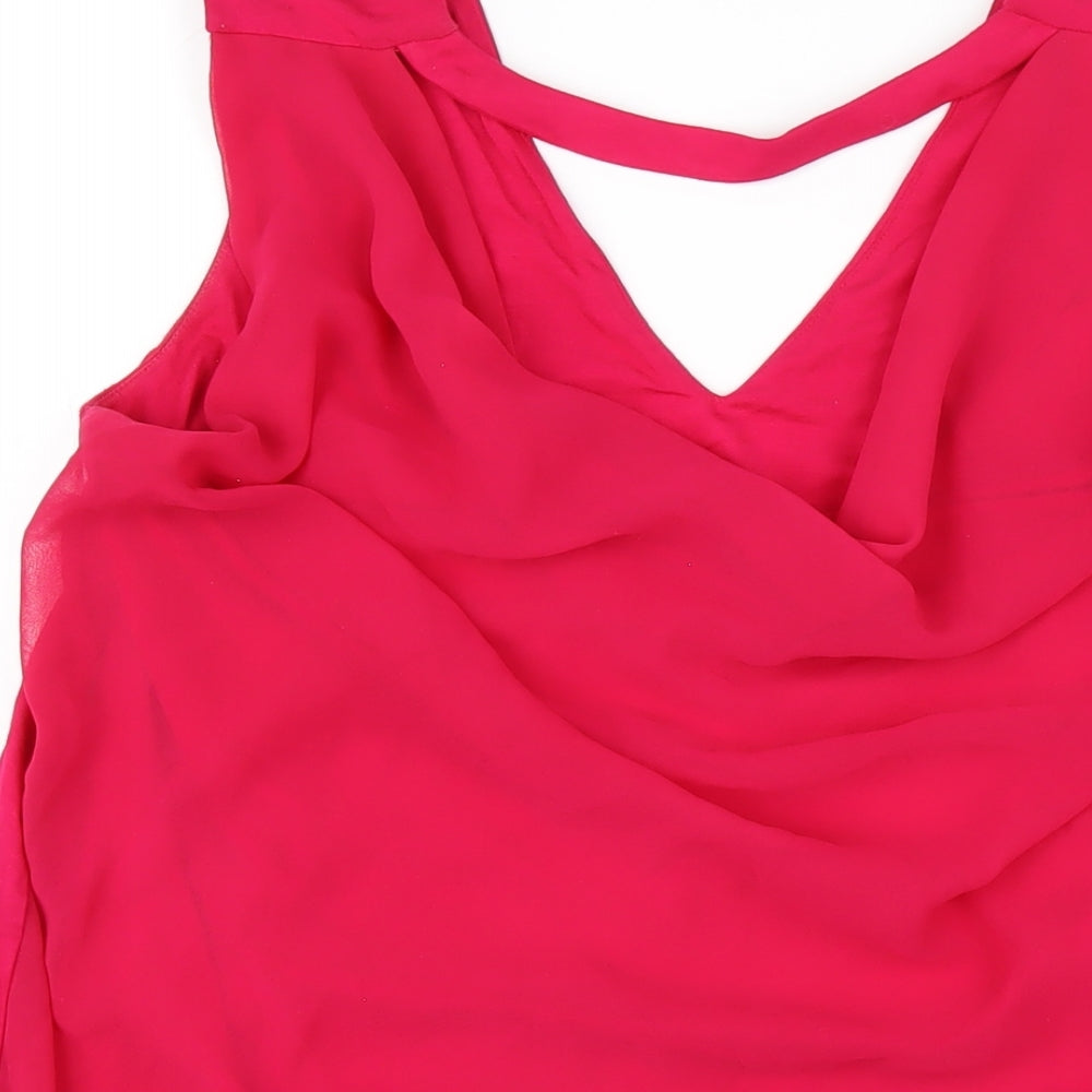Phase Eight Womens Pink Viscose Basic Tank Size 12 V-Neck