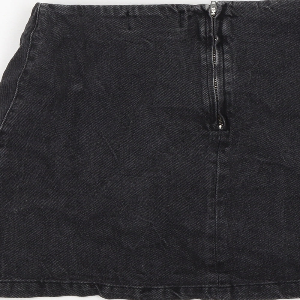 New Look Girls Black Cotton A-Line Skirt Size 13 Years Regular Zip