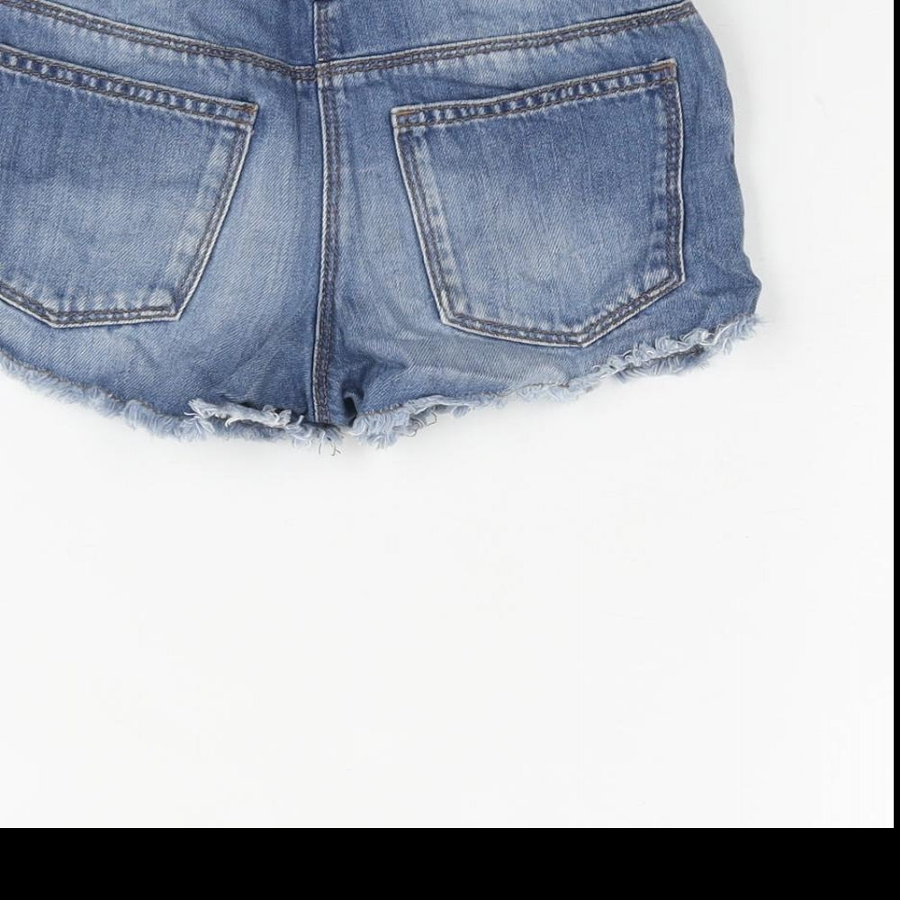 NEXT Girls Blue Cotton Cut-Off Shorts Size 8 Years Regular Zip