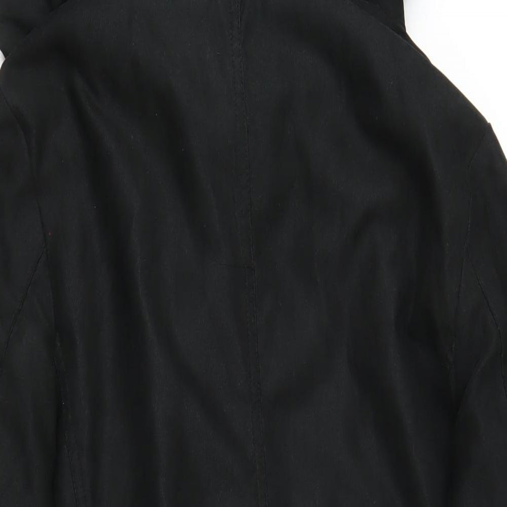Boohoo Womens Black Parka Coat Size 12 Zip - Suede Effect