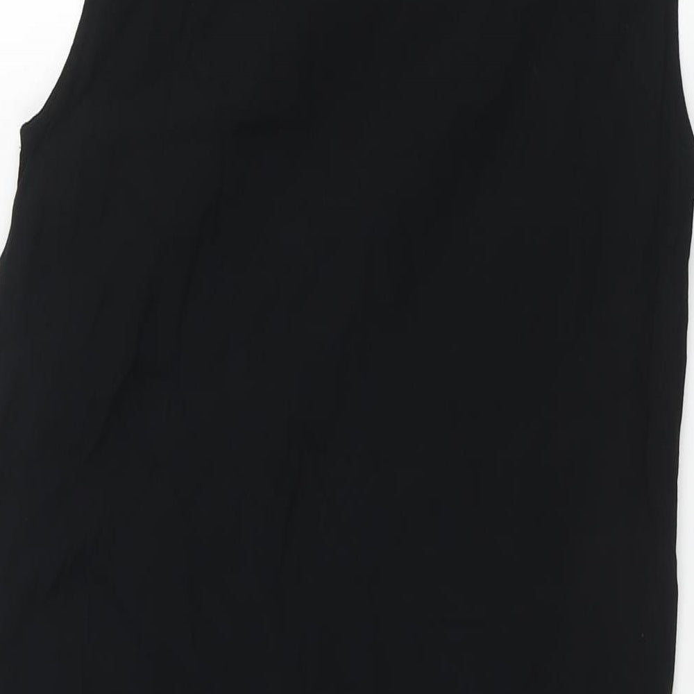 Marks and Spencer Womens Black Viscose Tunic Blouse Size 10 Mock Neck - Side Slits