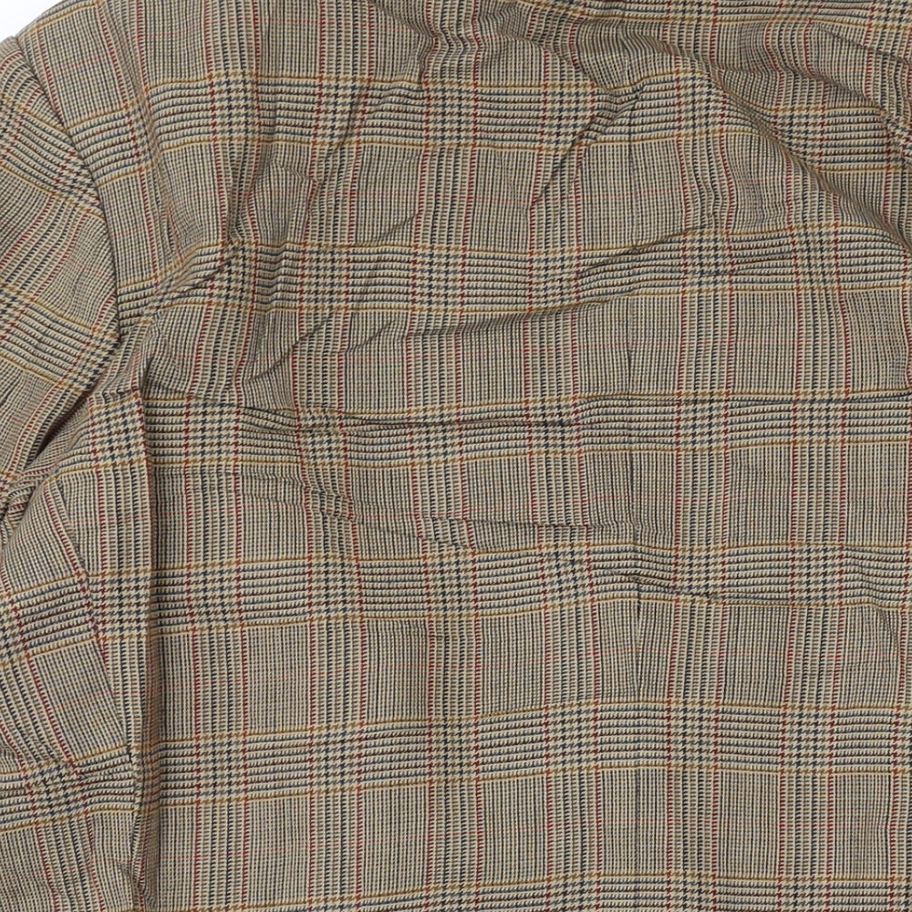 Marks and Spencer Mens Brown Plaid Jacket Blazer Size 40 Button