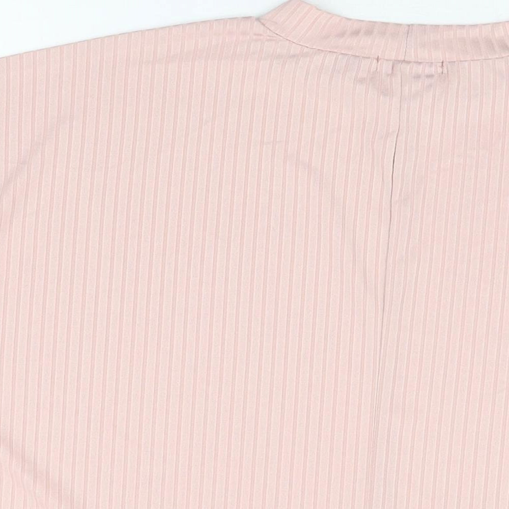 Boohoo Womens Pink Polyester Basic T-Shirt Size 10 Round Neck