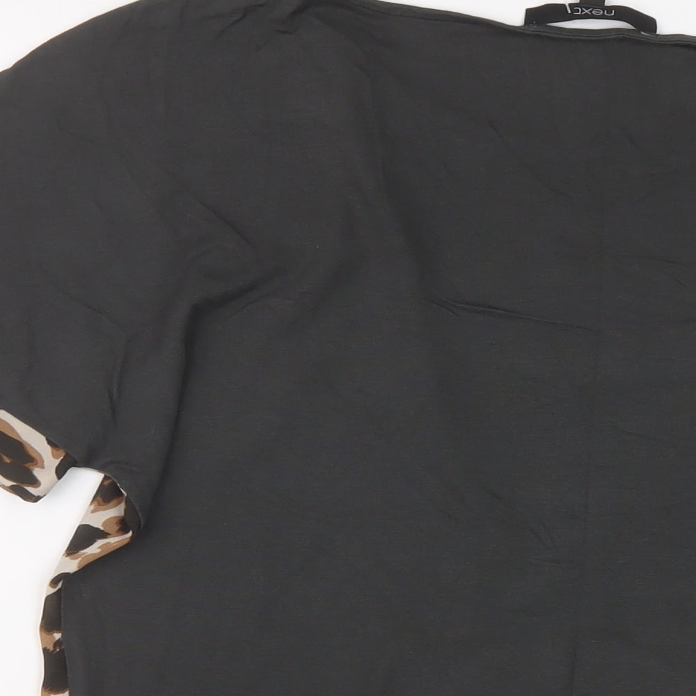 NEXT Womens Brown Animal Print Polyester Basic T-Shirt Size 12 Round Neck