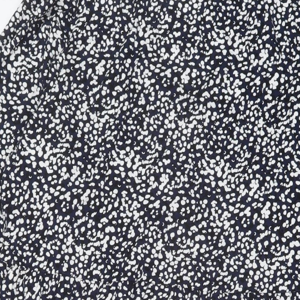Marks and Spencer Womens Blue Geometric Viscose A-Line Size 18 V-Neck Pullover