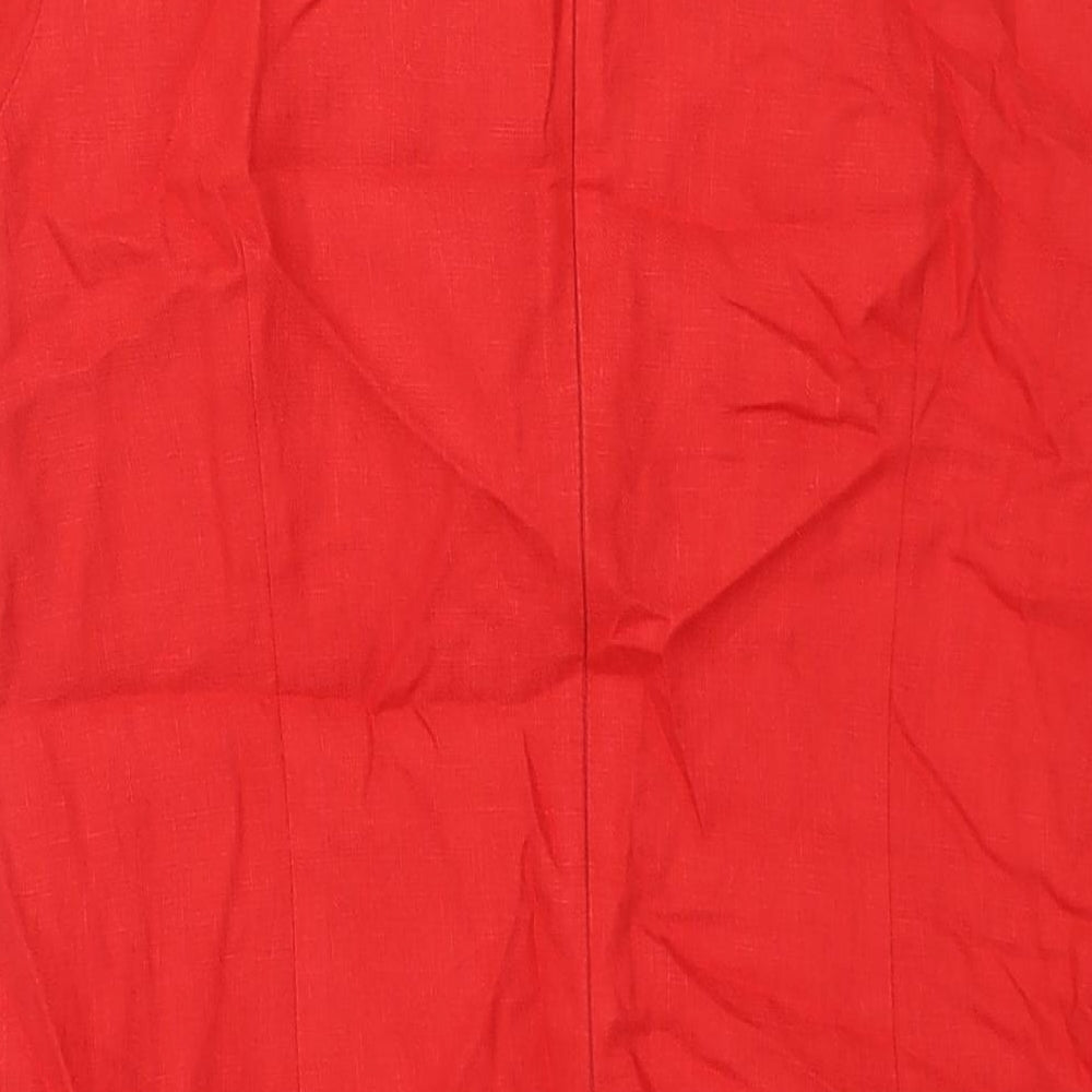 Per Una Womens Red Polyester Shift Size 14 Round Neck Zip - Lace Detail