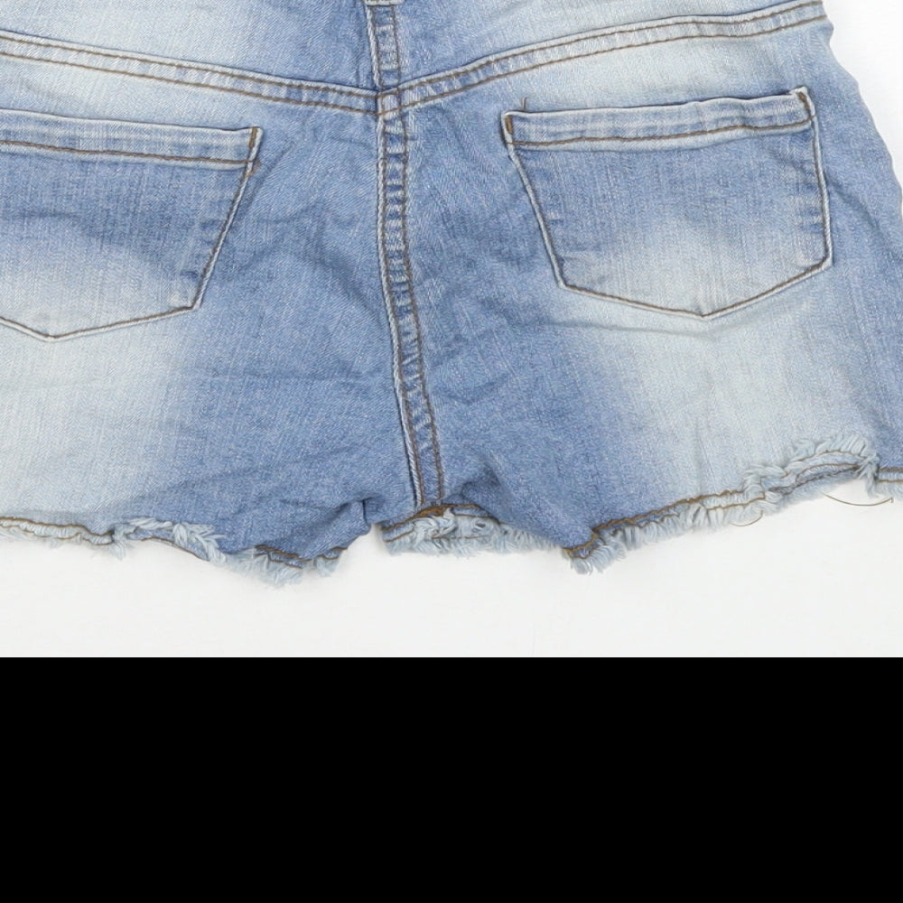 Candy Girls Blue Cotton Cut-Off Shorts Size 9 Years L3 in Regular Zip