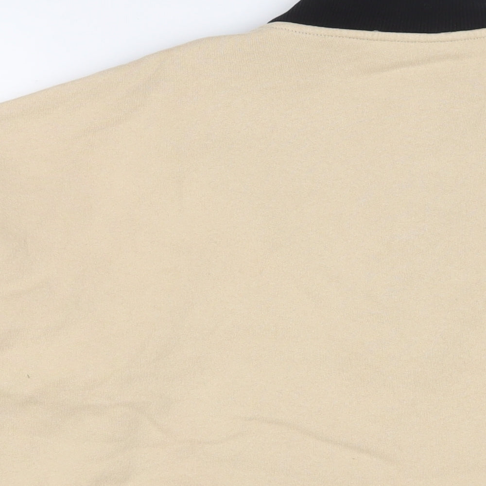 Zara Womens Beige Cotton Pullover Sweatshirt Size M Zip