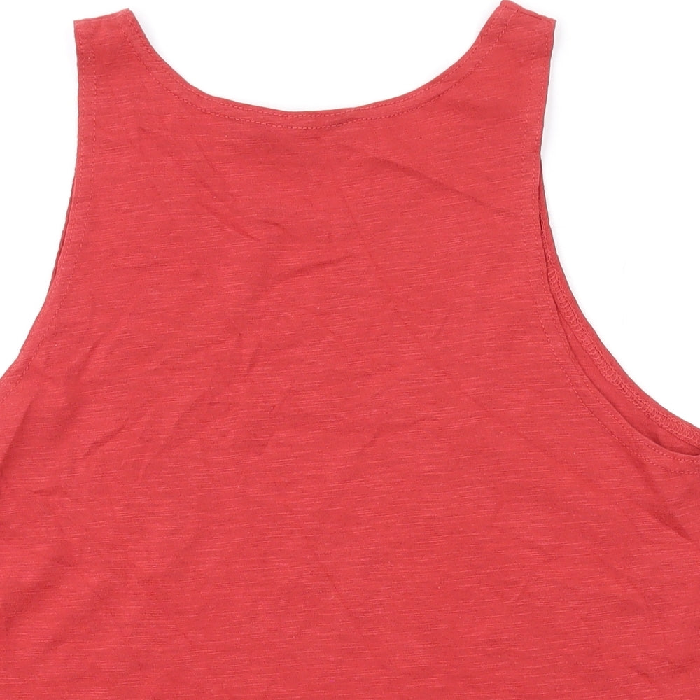 New Look Womens Red Cotton Basic Tank Size 10 Round Neck