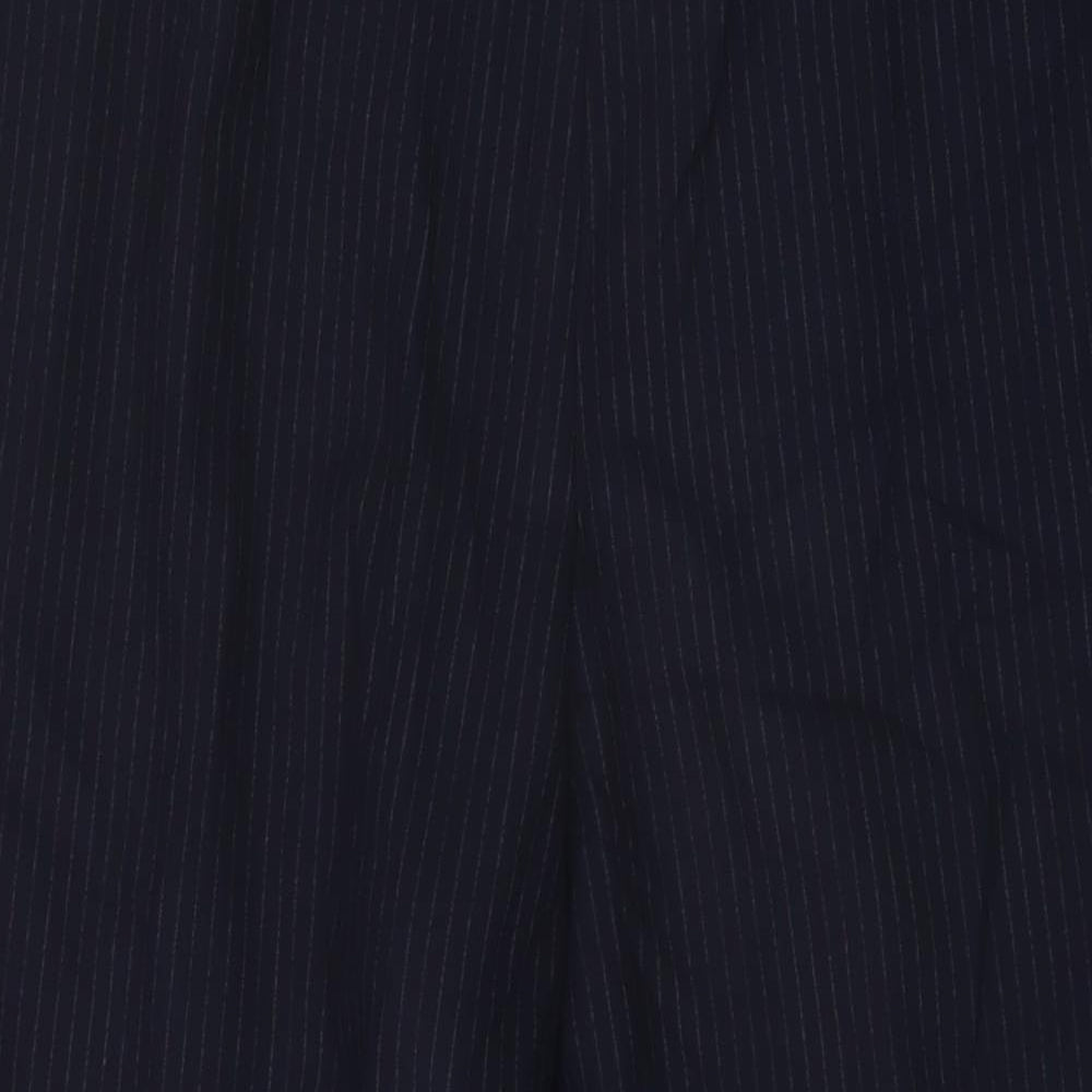 Marks and Spencer Womens Blue Striped Polyester Trousers Size 20 L27 in Regular Hook & Eye