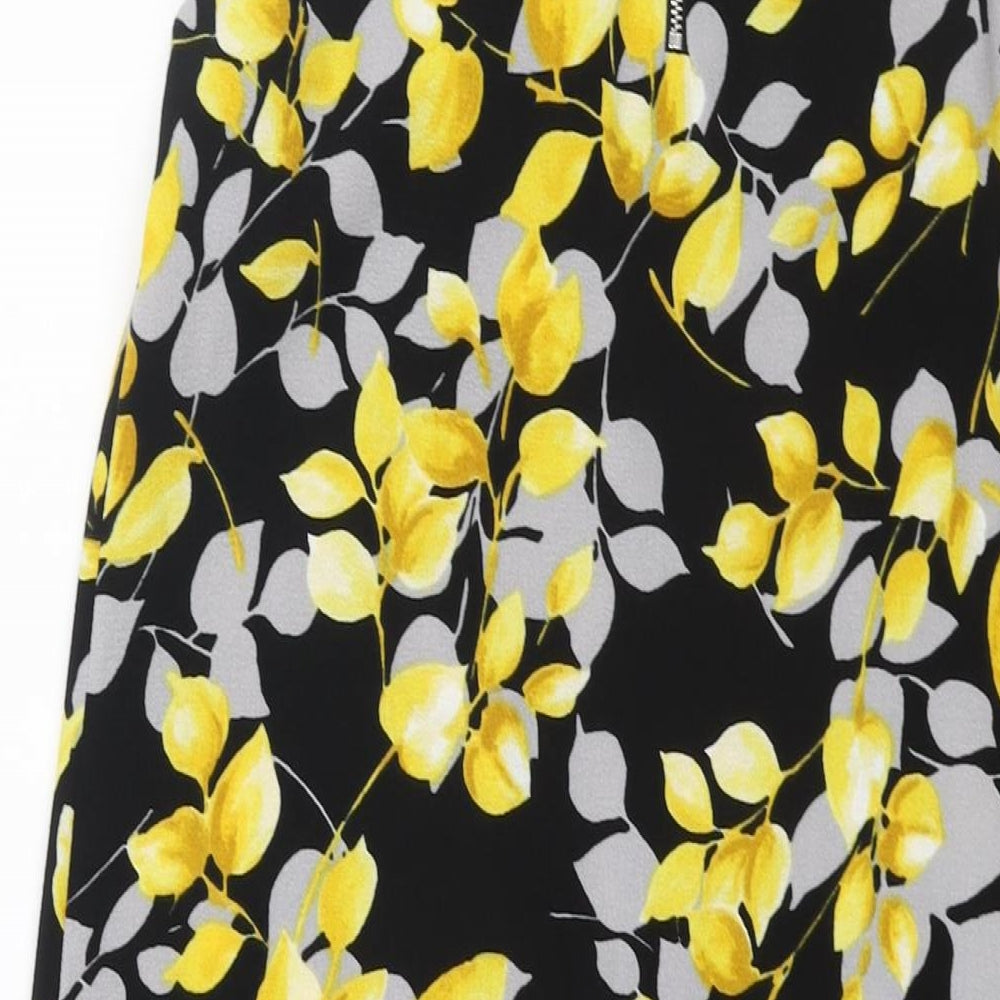 M&Co Womens Black Geometric Polyester Sheath Size 14 Round Neck Zip