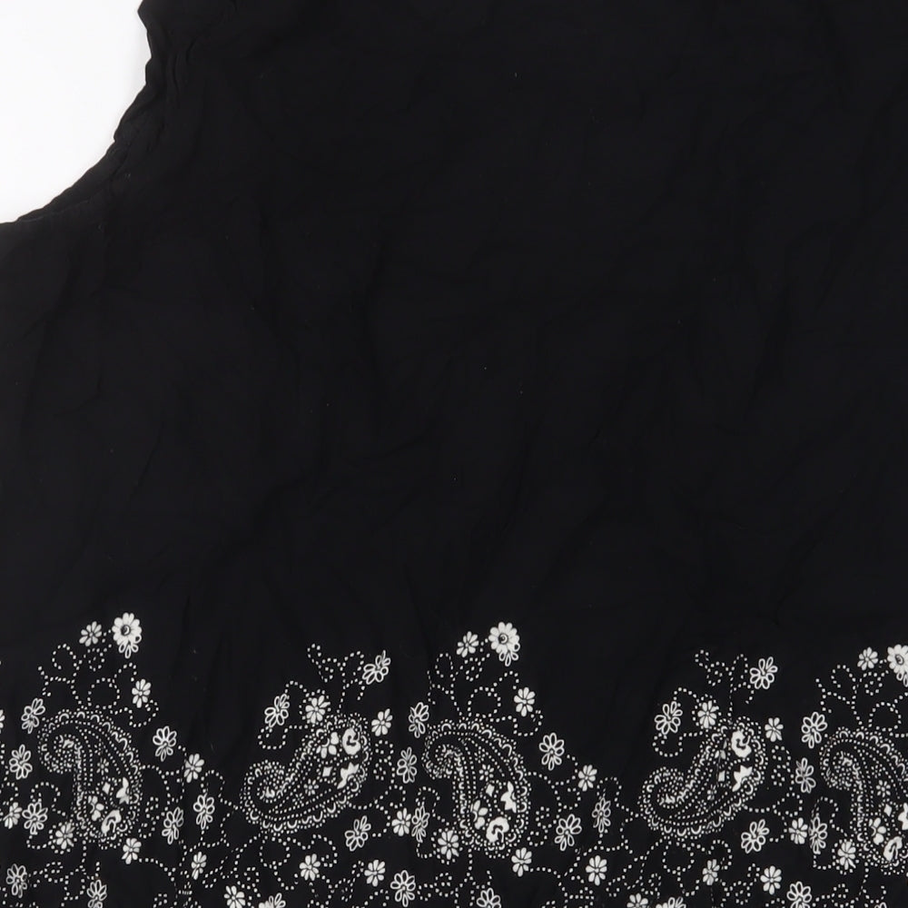Yours Womens Black Floral Viscose Basic Tank Size 26 V-Neck - Pleated, Sequins