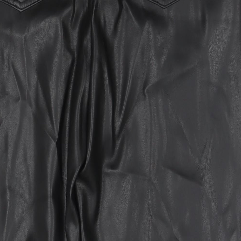 Marks and Spencer Womens Black Polyester Trousers Size 18 L26 in Regular Zip