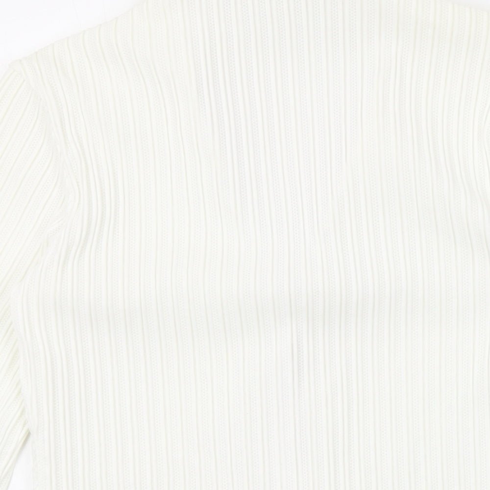 Marks and Spencer Womens Ivory Polyamide Basic Button-Up Size 10 Collared