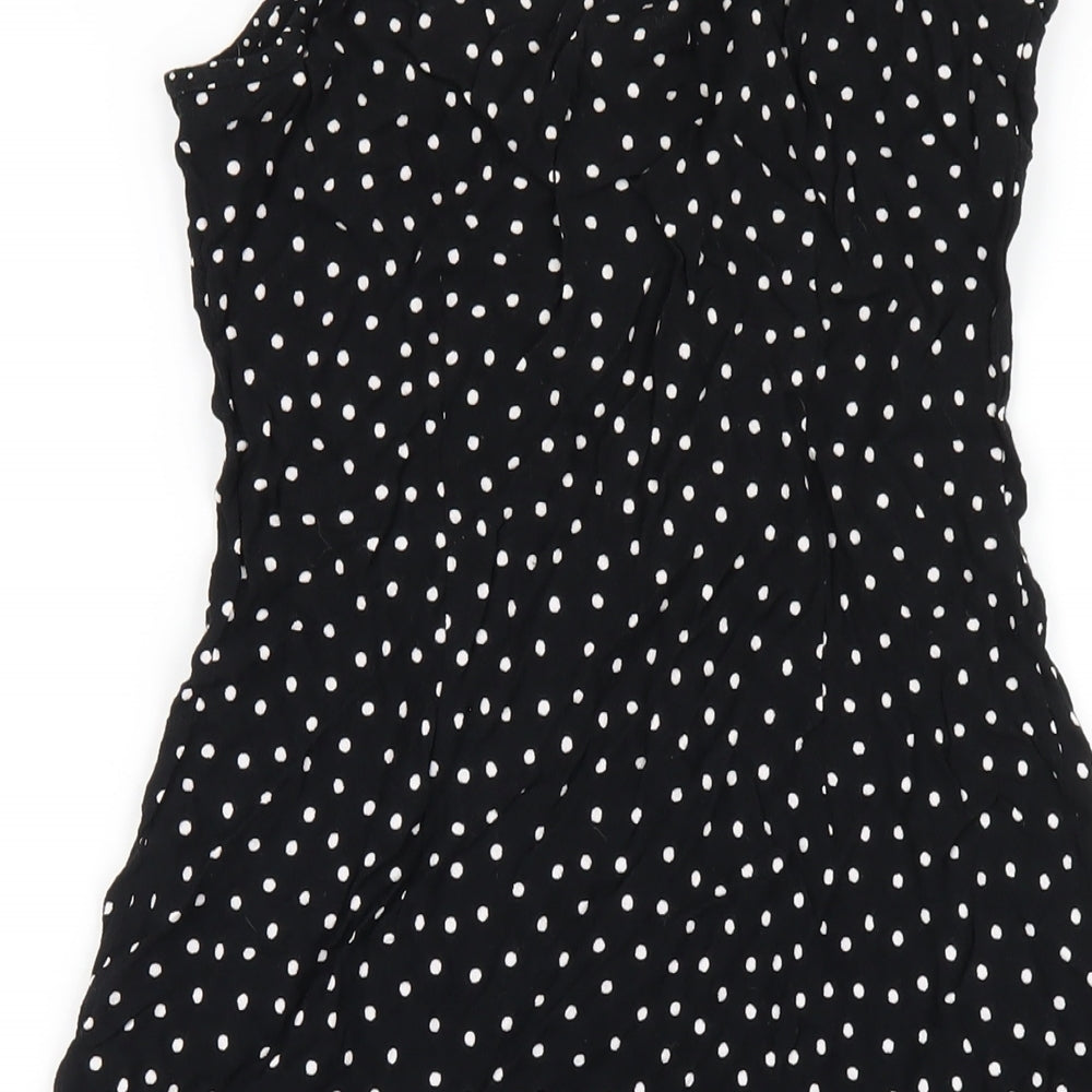 Per Una Womens Black Polka Dot Viscose A-Line Size 12 Round Neck Pullover