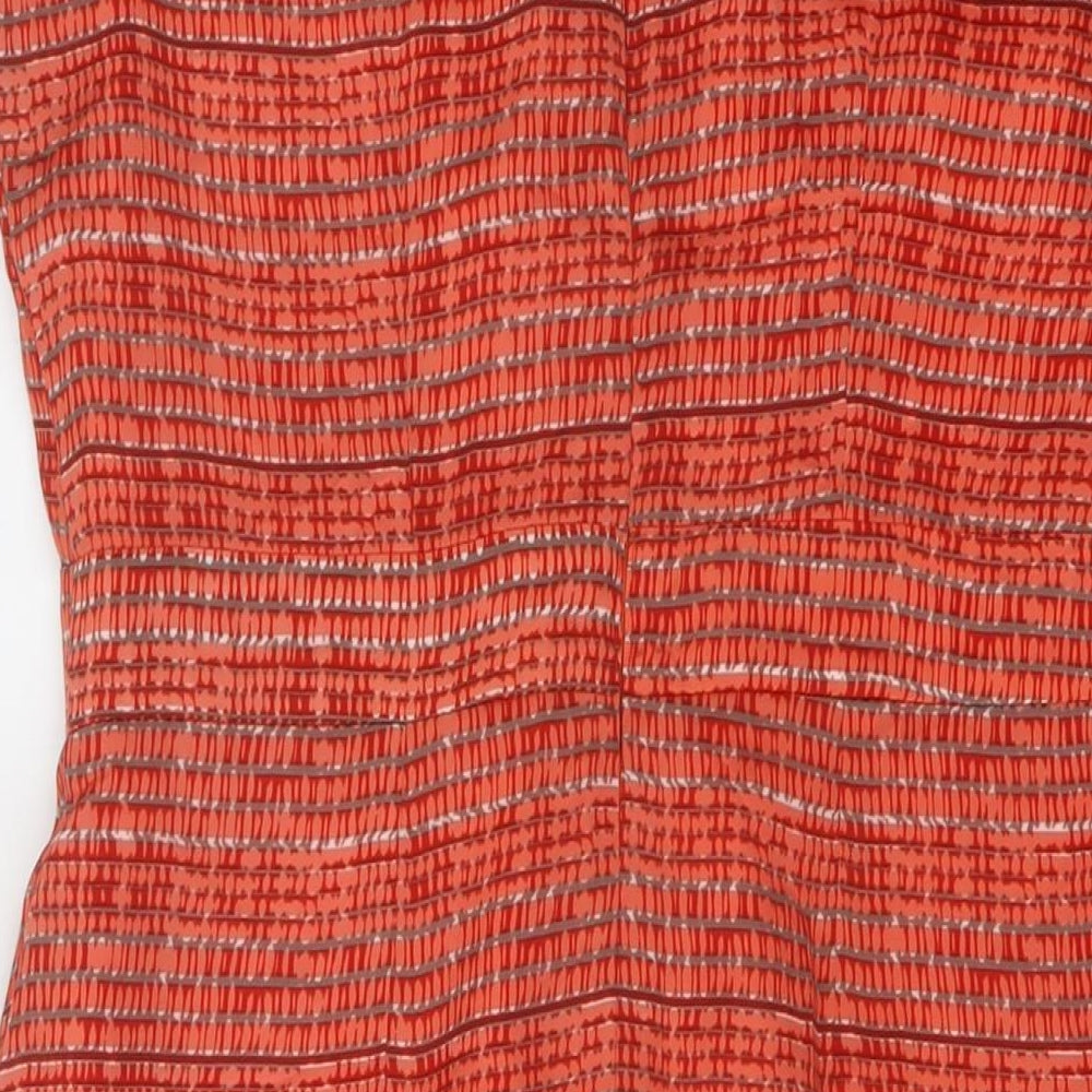 Per Una Womens Orange Geometric Polyester Sheath Size 14 Round Neck Zip