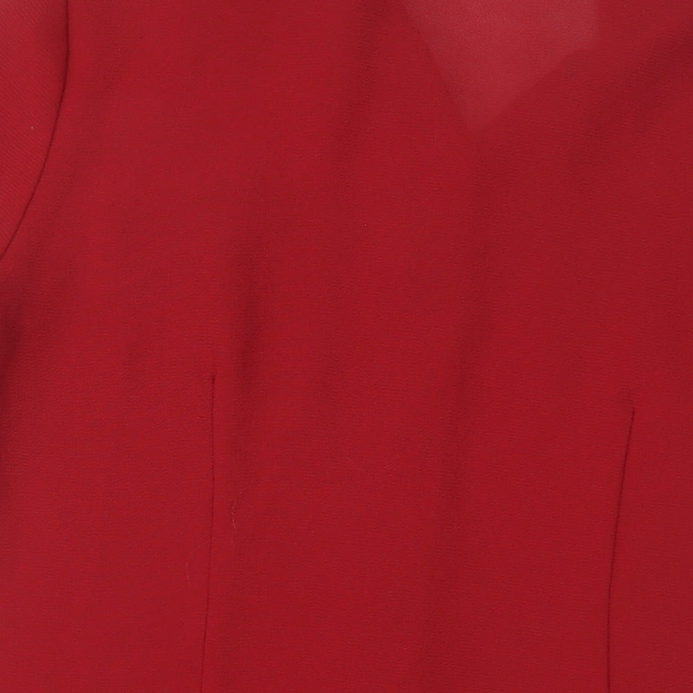 BHS Womens Red Polyester Basic Button-Up Size 12 Collared