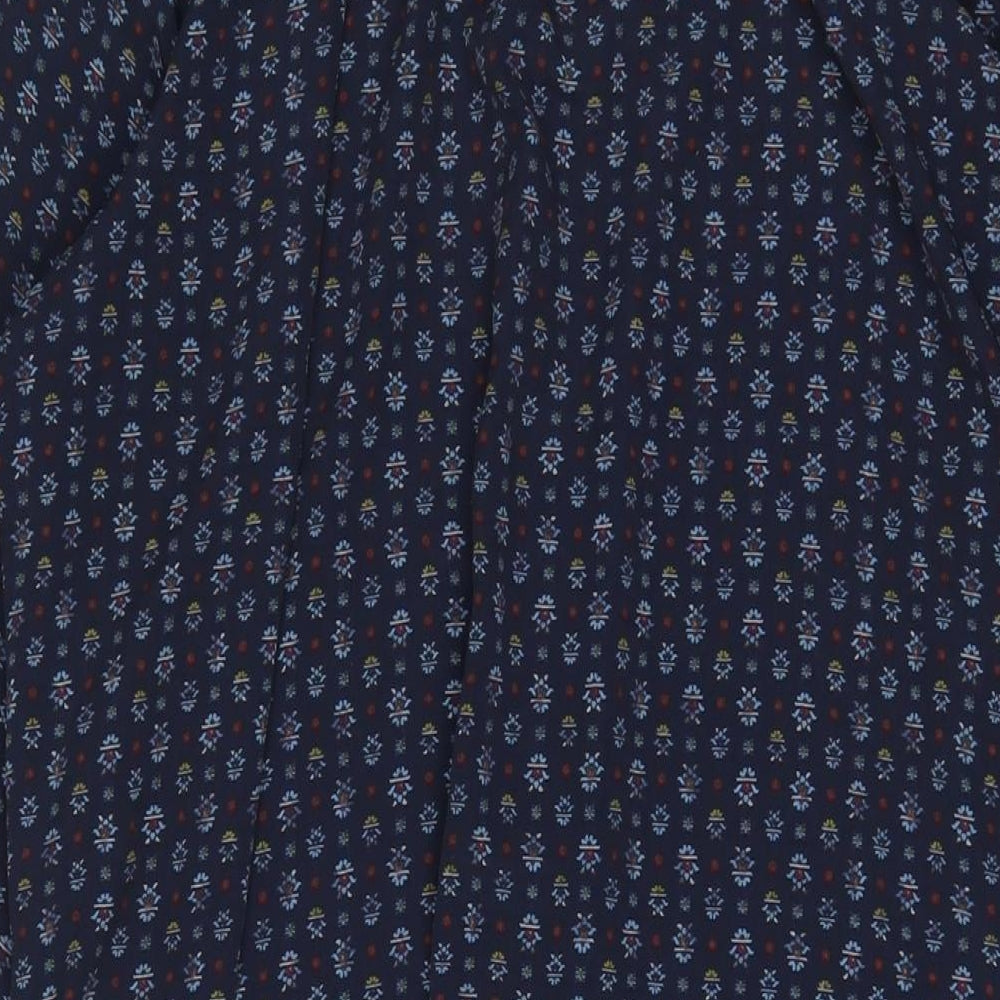 NEXT Womens Blue Geometric Polyester A-Line Size 20 Collared Button