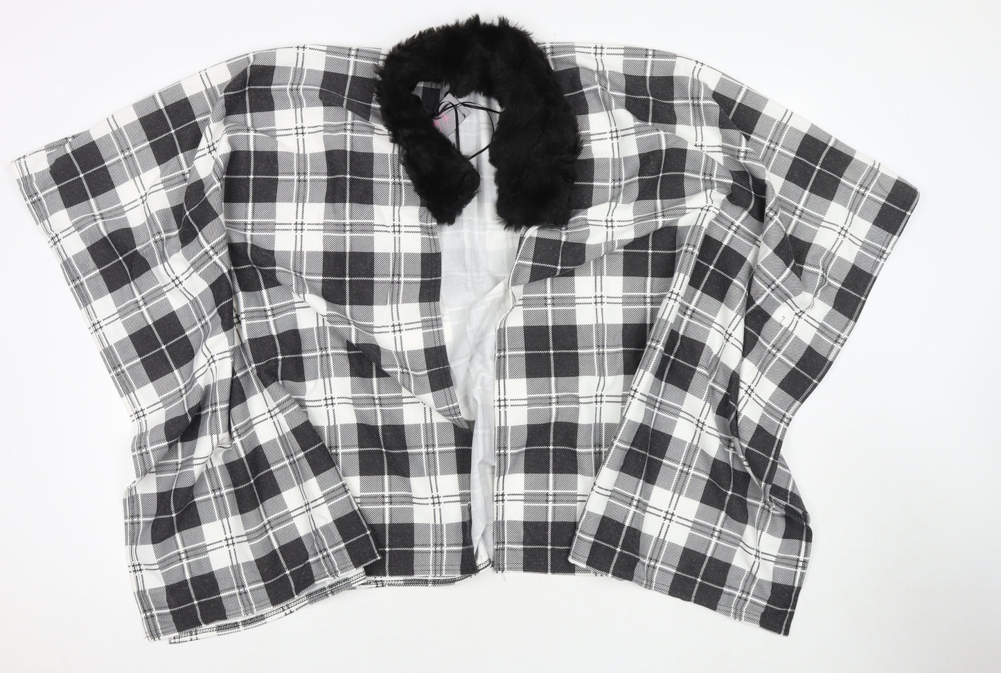 Charmine Womens Black Check Polyester Shawl/Wrap - Collared
