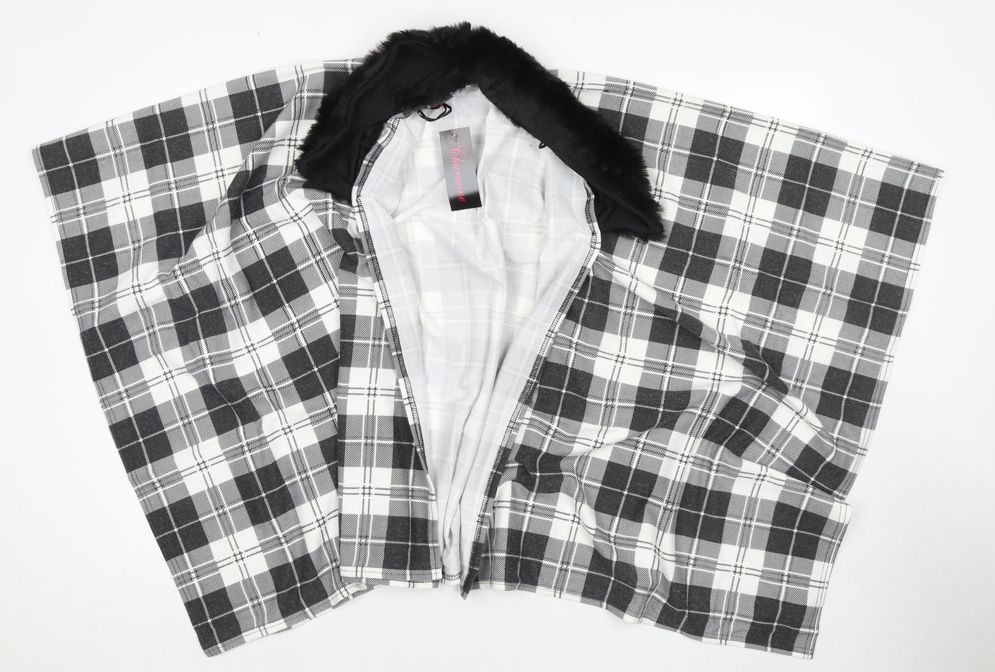 Charmine Womens Black Check Polyester Shawl/Wrap