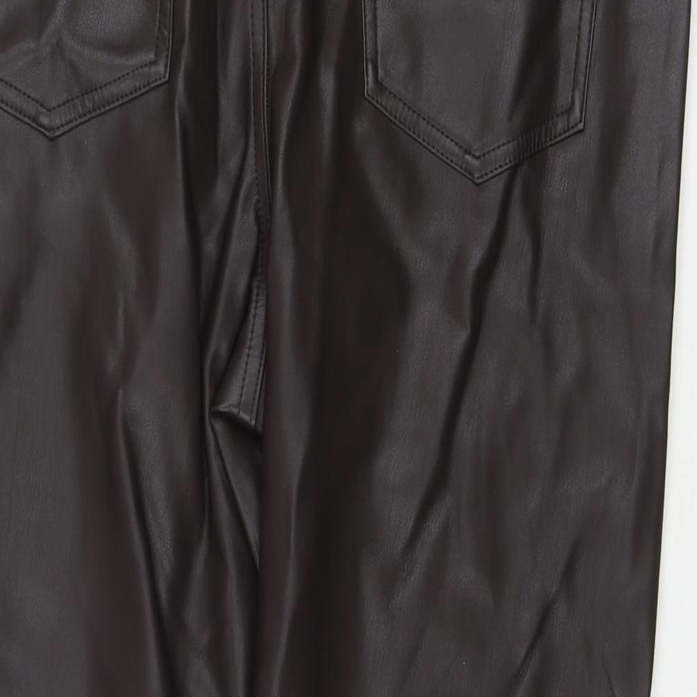 Marks and Spencer Womens Brown Polyester Trousers Size 18 L25 in Regular Zip - Short