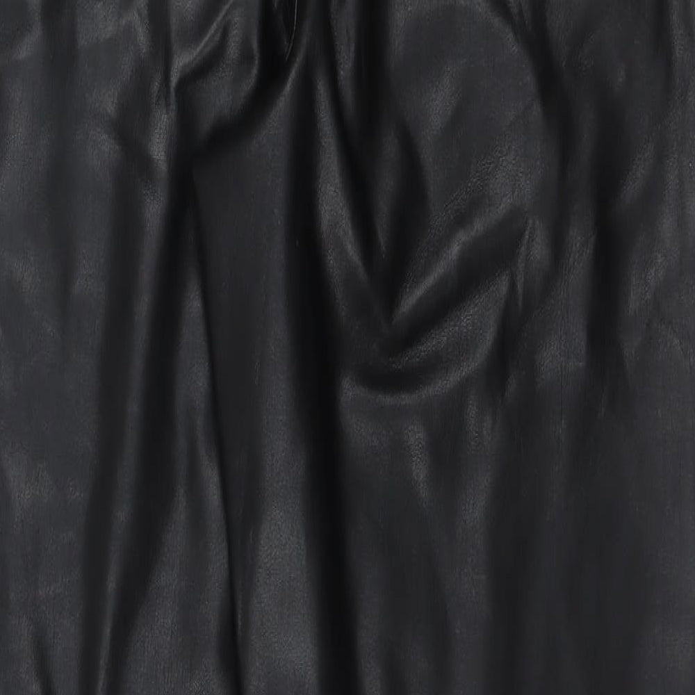Marks and Spencer Womens Black Polyester Trousers Size 18 L29 in Regular Zip - Short
