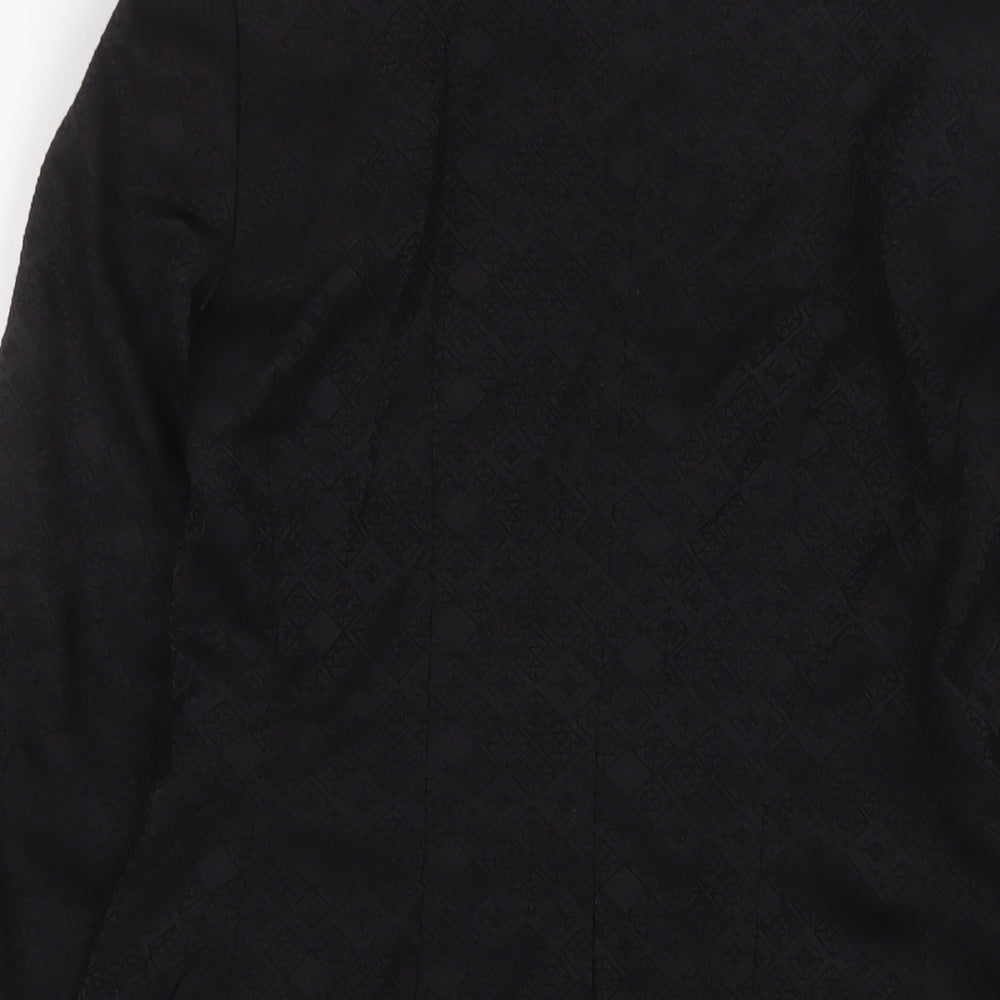 H&M Womens Black Argyle/Diamond Jacket Blazer Size 6 Button