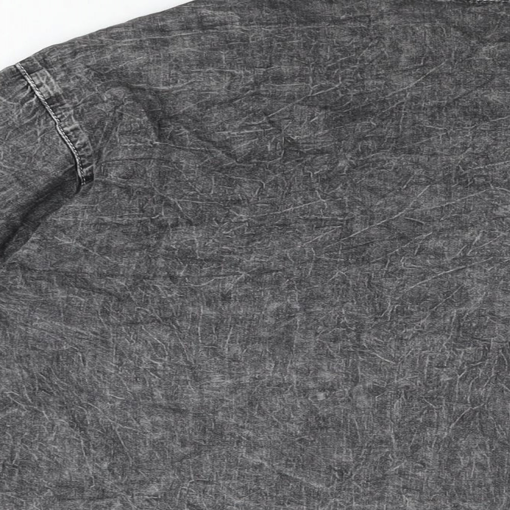 The Rockn Rev Womens Grey Cotton Basic Button-Up Size S Collared - Size S/M