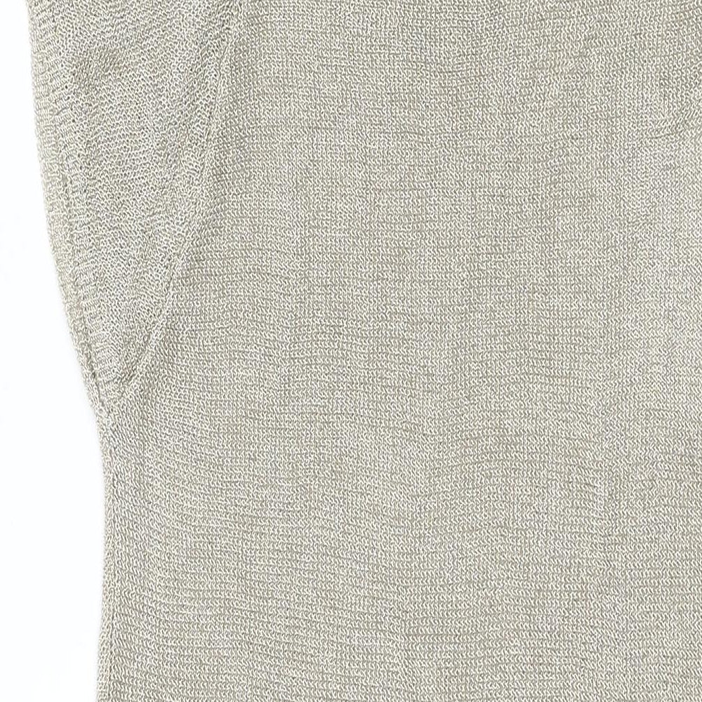Zara Womens Gold Viscose Basic T-Shirt Size S Round Neck
