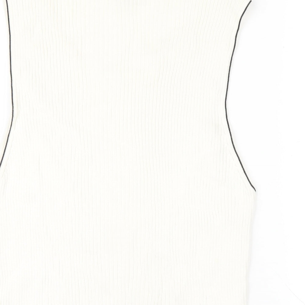 NEXT Womens Ivory Cotton Basic Tank Size 16 Scoop Neck