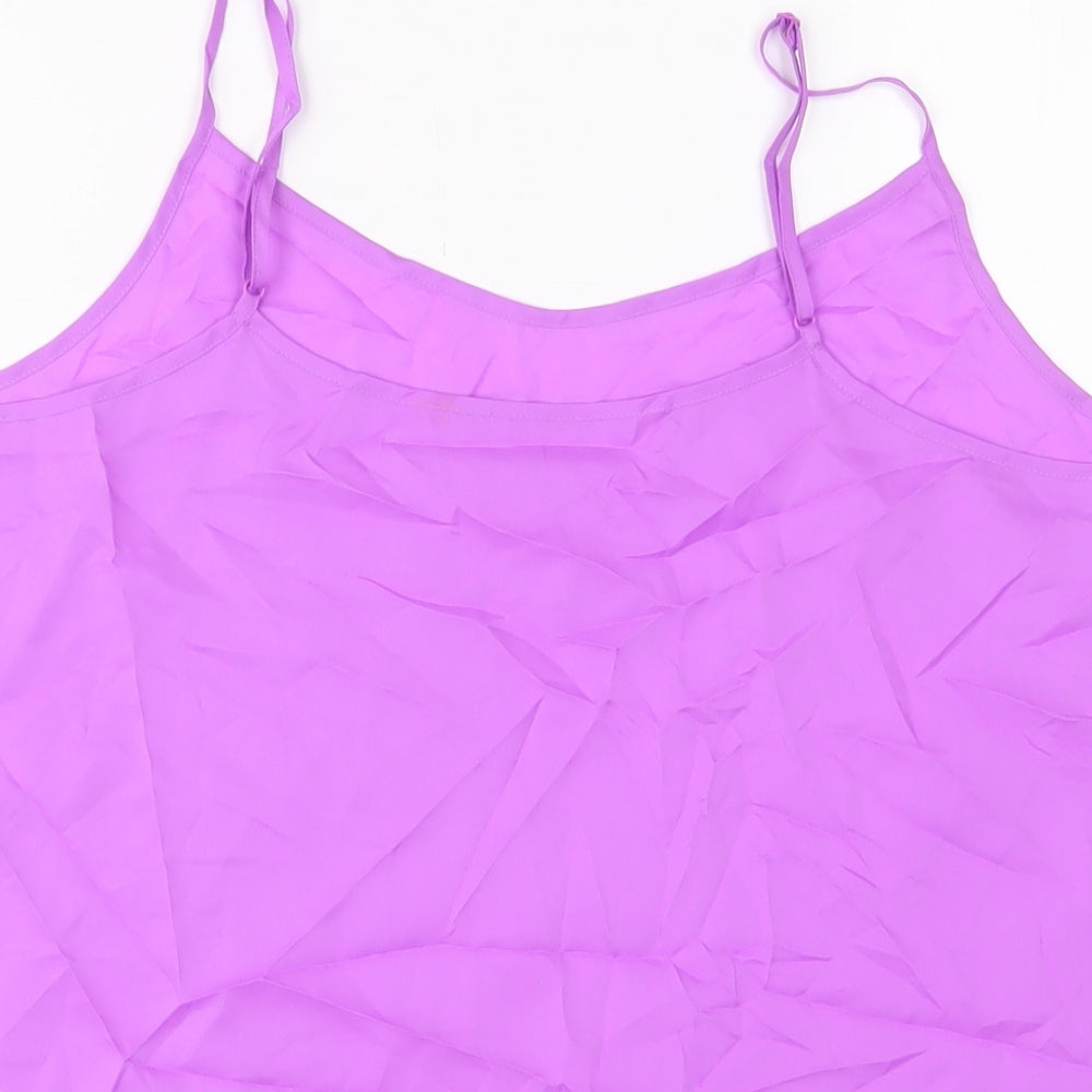 Marks and Spencer Womens Purple Polyester Basic Tank Size 14 V-Neck
