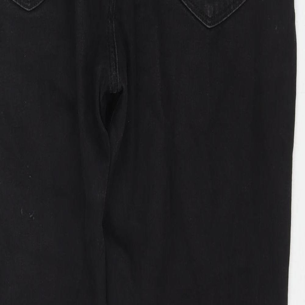Marks and Spencer Womens Black Cotton Tapered Jeans Size 36 in L29 in Regular Zip