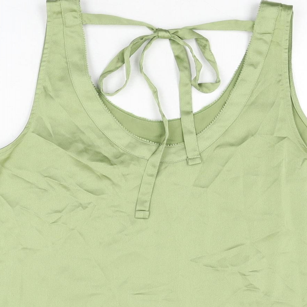 Marks and Spencer Womens Green Polyester Basic T-Shirt Size 10 Scoop Neck