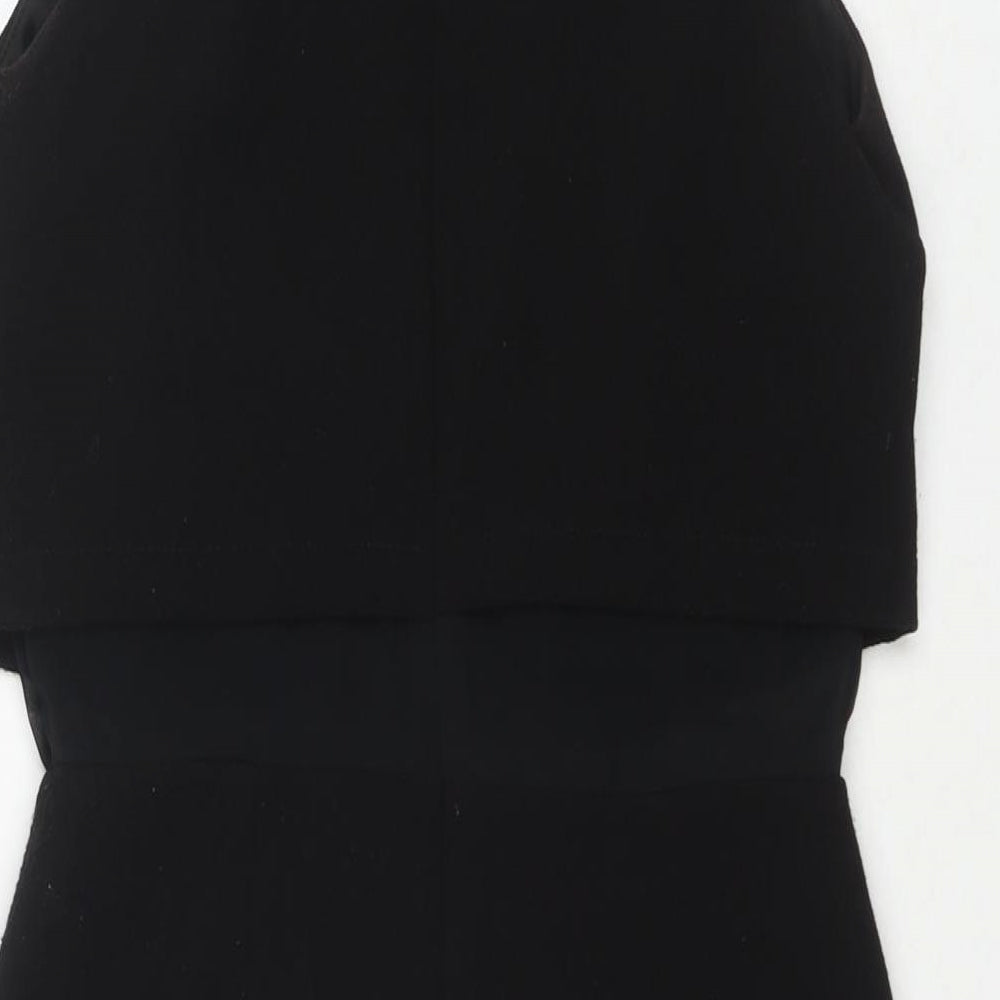ASOS Womens Black Polyester A-Line Size 10 Round Neck Zip - Jeweled Detail