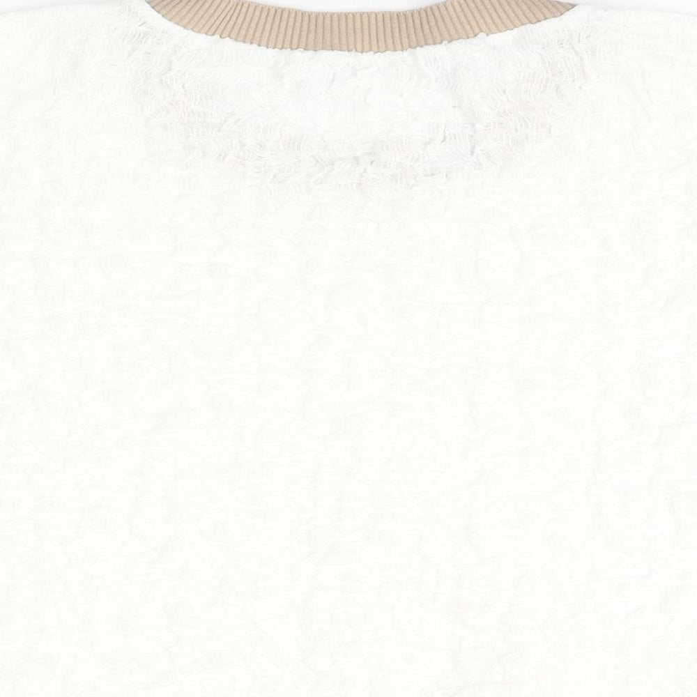 Gallery Womens White Polyester Basic T-Shirt Size M Round Neck