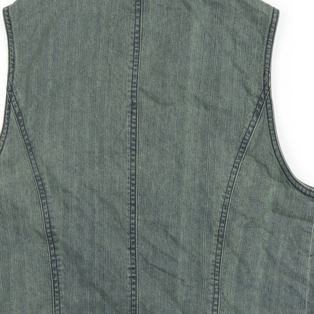 Oscar B Womens Green Gilet Waistcoat Size 14 Button