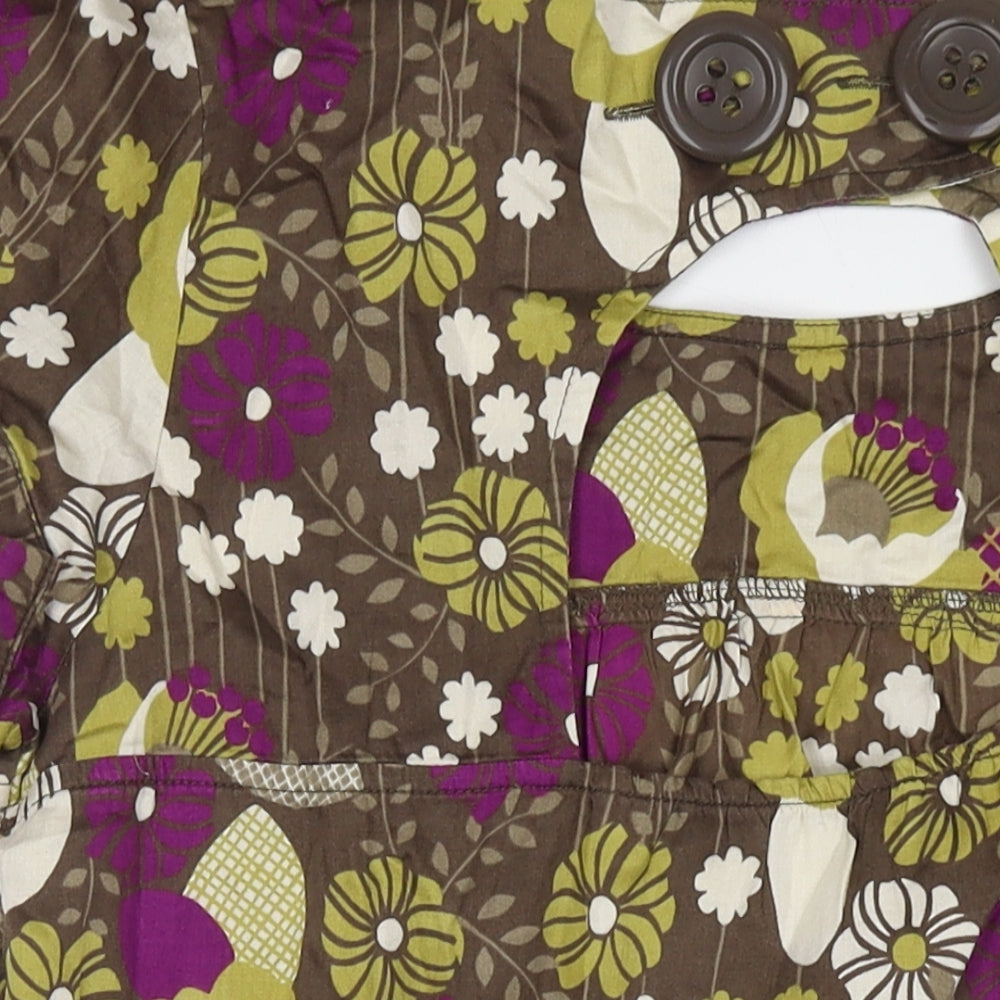 New Look Womens Multicoloured Floral Cotton A-Line Size 14 Round Neck Button