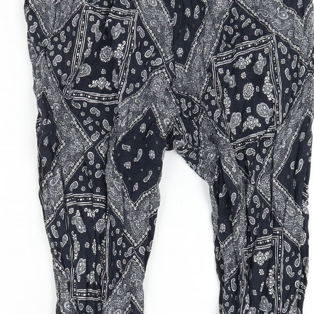 Uniqlo Womens Blue Geometric Viscose Trousers Size S L28 in Regular