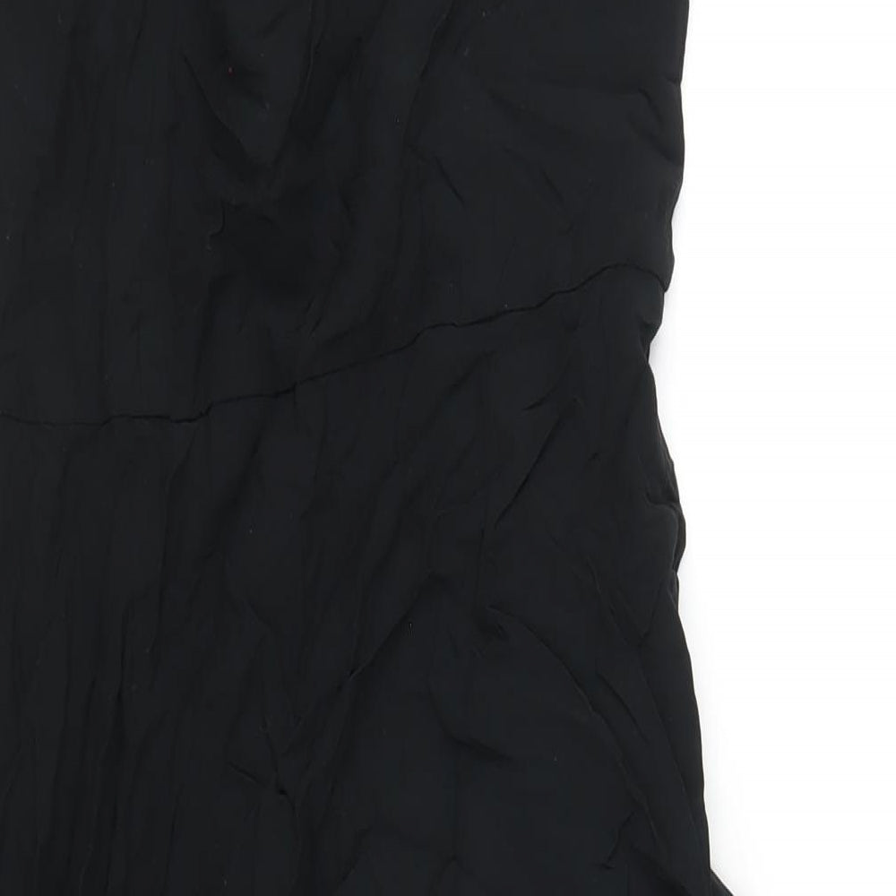 Uniqlo Womens Black Viscose A-Line Size S V-Neck Zip