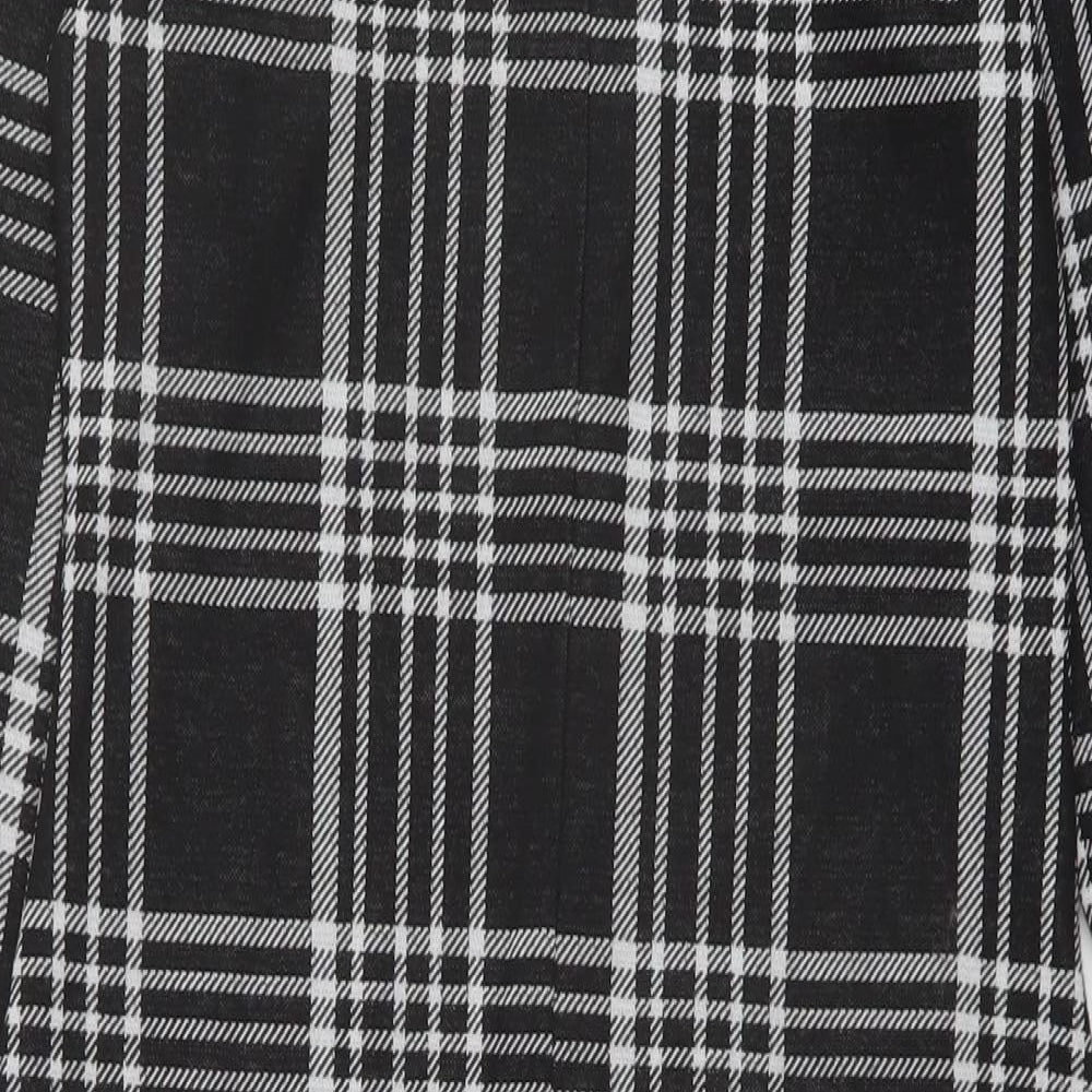 New Loo Womens Black Plaid Polyester Bodycon Size 12 Mock Neck Pullover