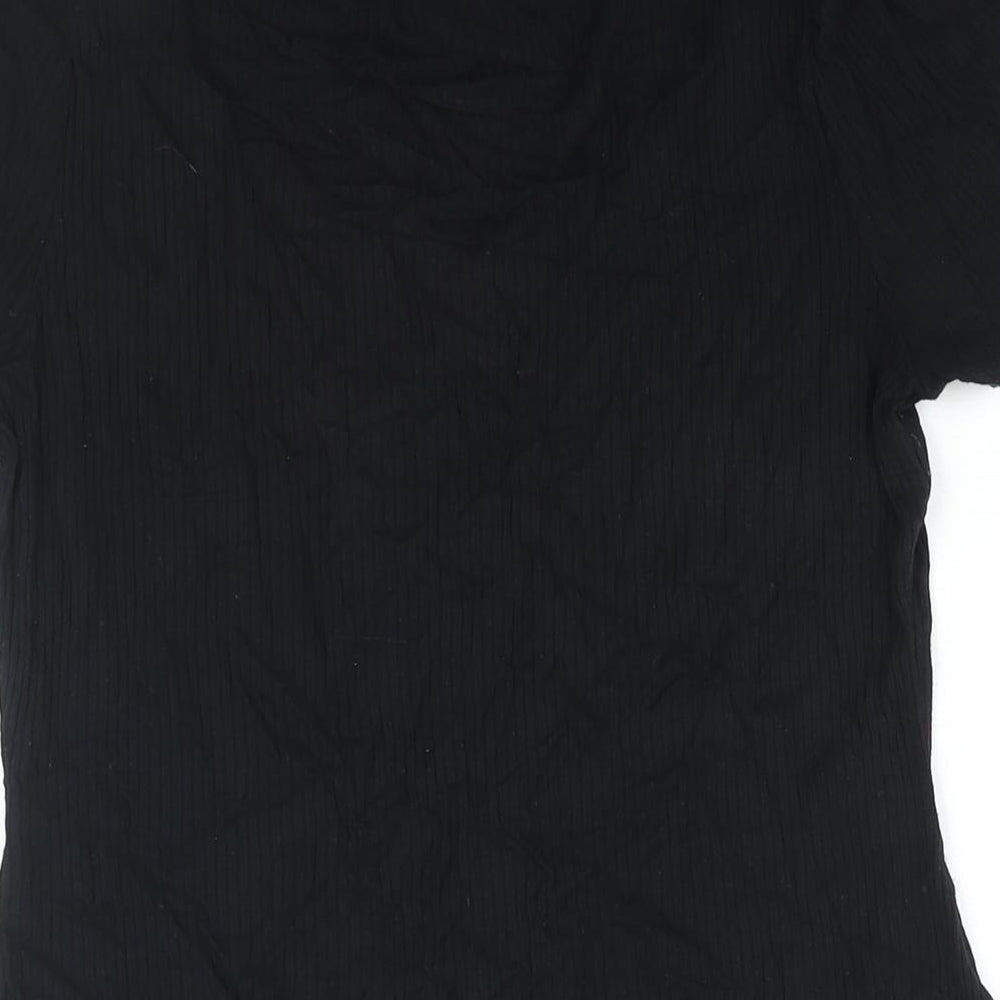 Dorothy Perkins Womens Black Viscose Basic Blouse Size 14 Scoop Neck - Button Detail