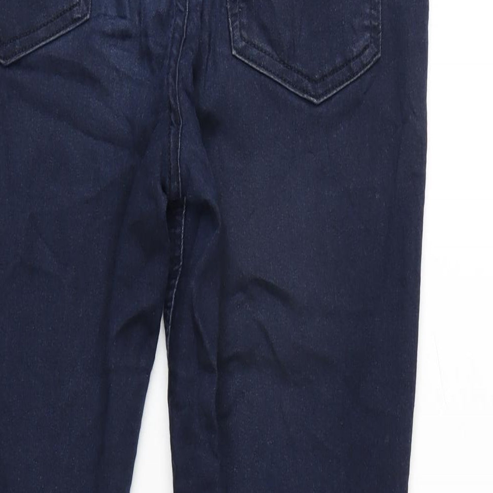Marks and Spencer Womens Blue Cotton Blend Straight Jeans Size 12 L26 in Regular Zip