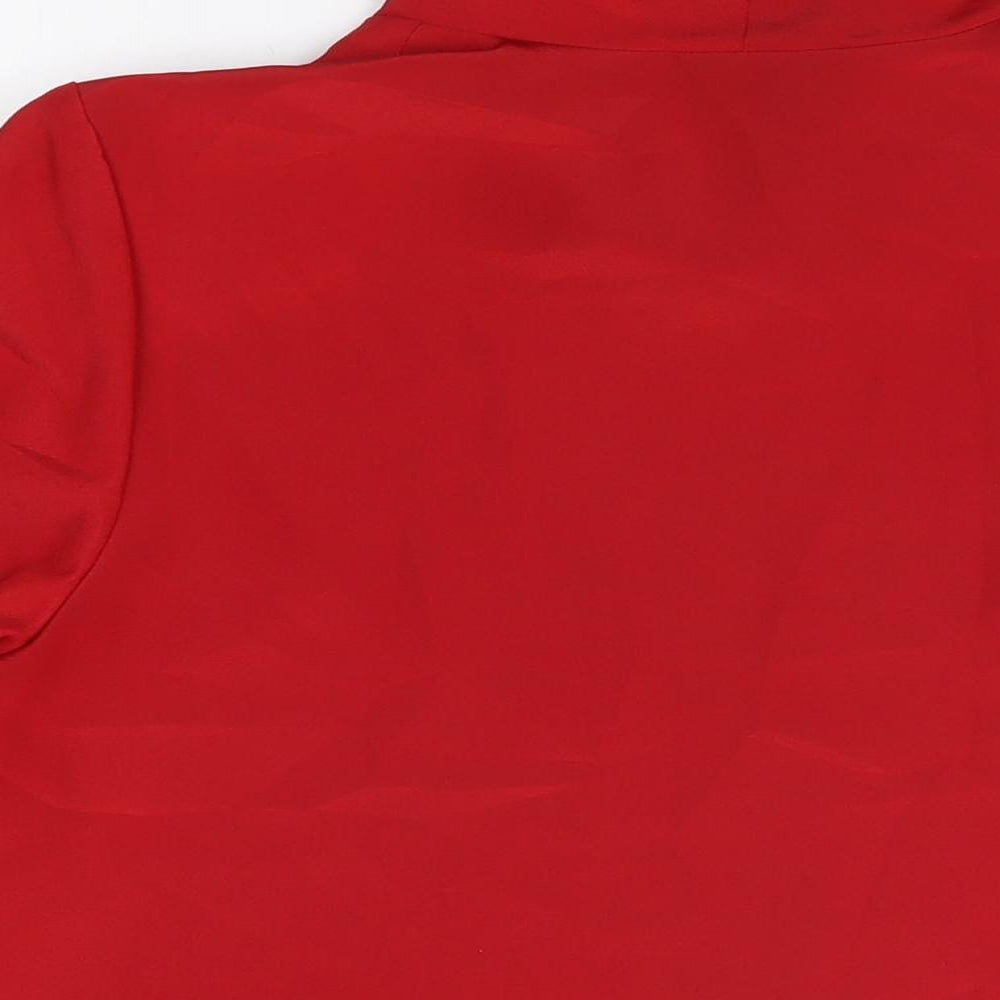 TOD BARRY Womens Red Polyester Basic Blouse Size 16 High Neck